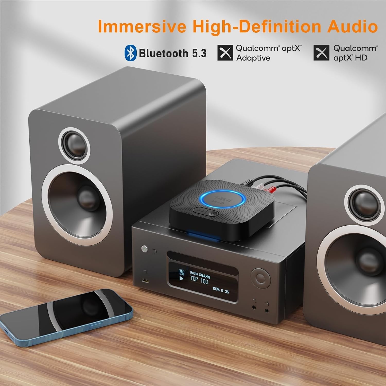 Hi-Fi Wireless Audio Adapter - 3D Surround Bluetooth Receiver, Alexa Compatible