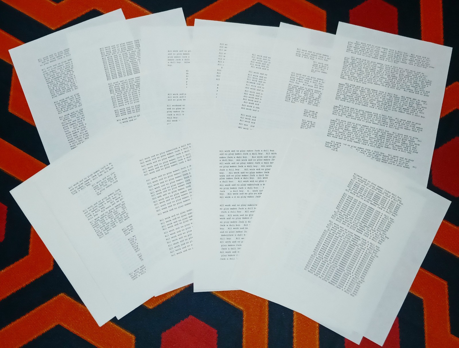THE SHINING MOVIE PROP  ~ ALL WORK AND NO PLAY MAKES JACK A DULL BOY ~ 18 PAGES