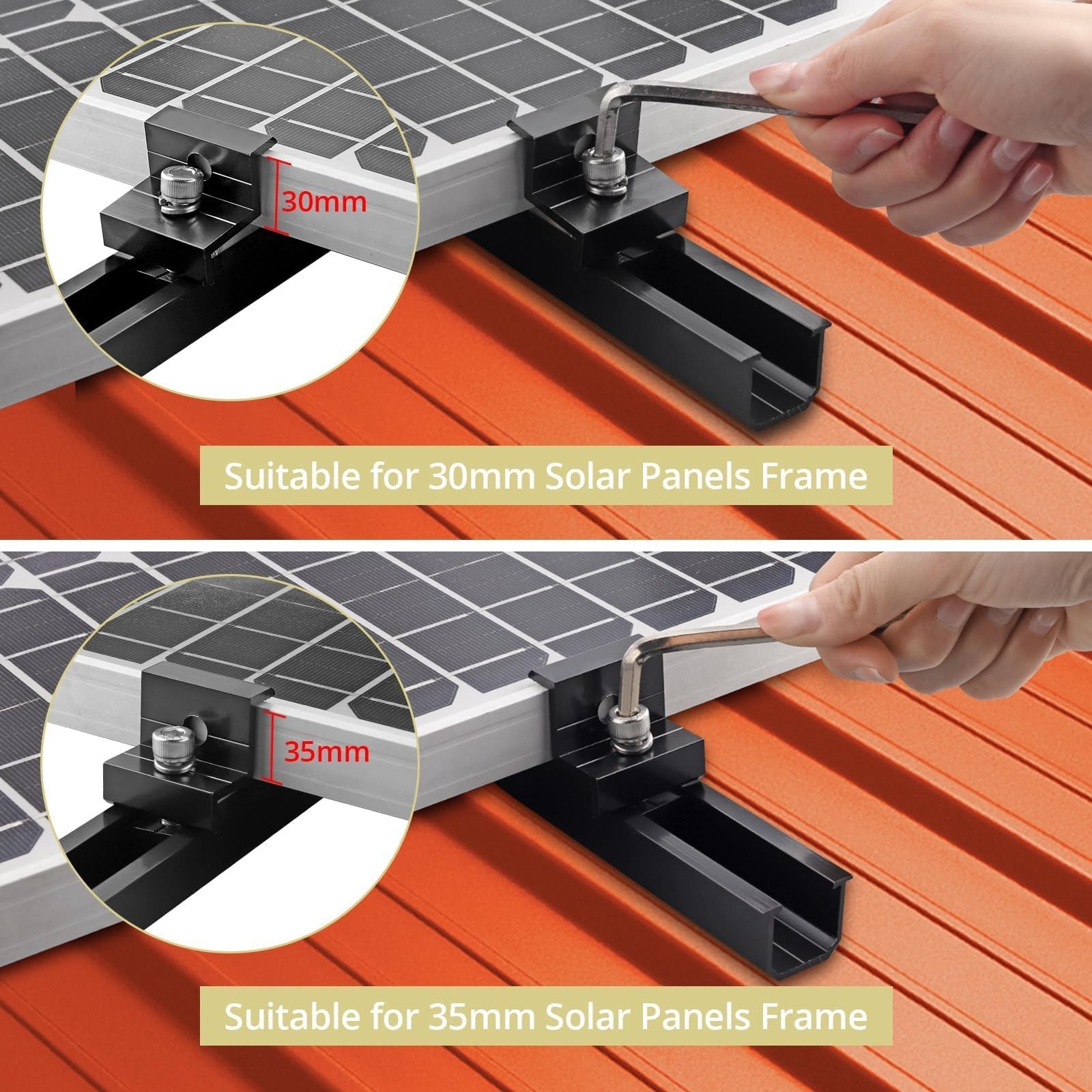 Anbte 6Pcs Solar Panel Mounting Brackets, Aluminium 7.87" Solar Panel Mountin...