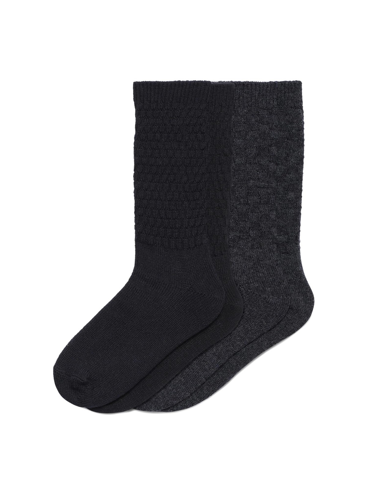 HUE Women's Merino Wool Blend Crew Boot One Size, Black - 2 Pair Pack