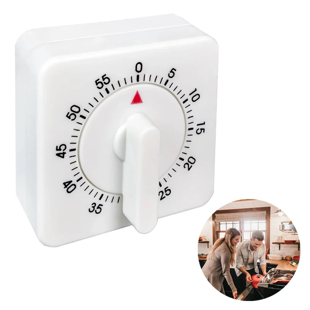 2× Square 60 Minute Mechanical Kitchen Timer Visual Kitchen Cooking Timer Clock