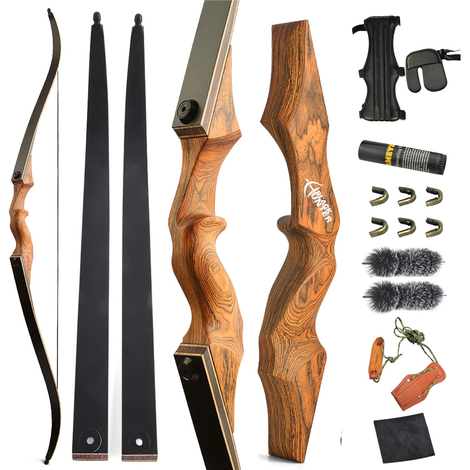 Zshjgjr 60 Black Hunter Original Recurve Bow For Adults American Hunting
