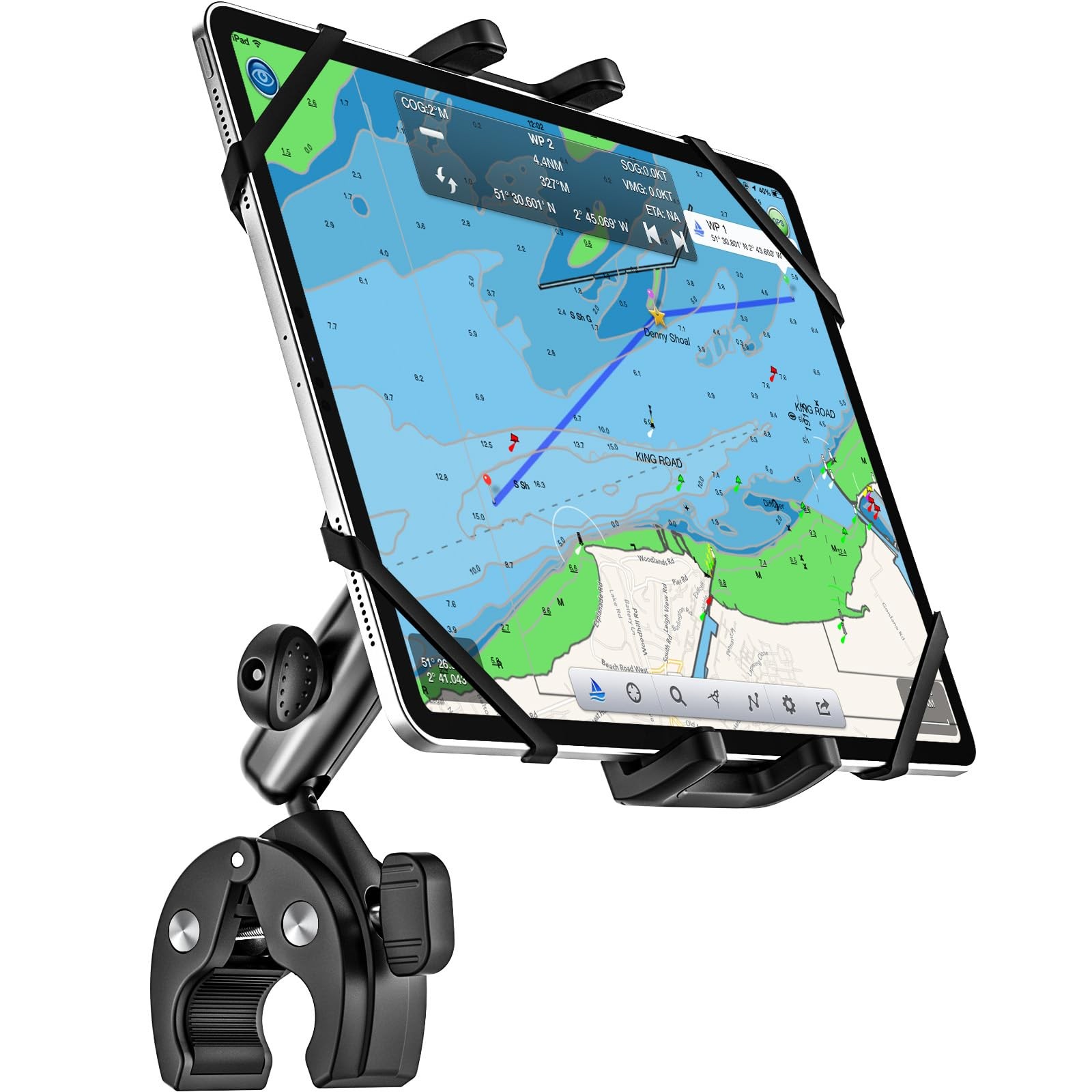 Dosvsi Boat Helm Tablet Mount, Marine Rail Holder with Aluminum Black