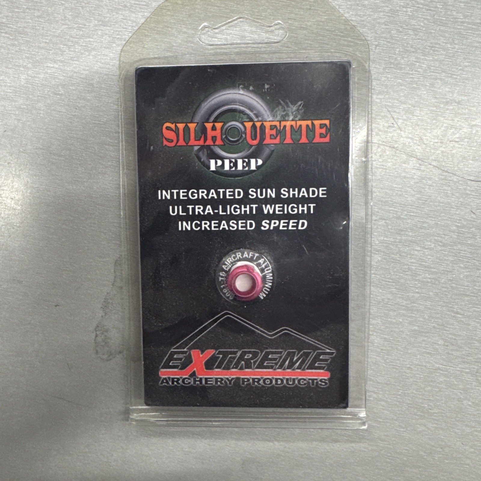 Extreme Archery 1/4"  Aluminum Peep Sight w/ Integral Sunshade - Metallic Pink