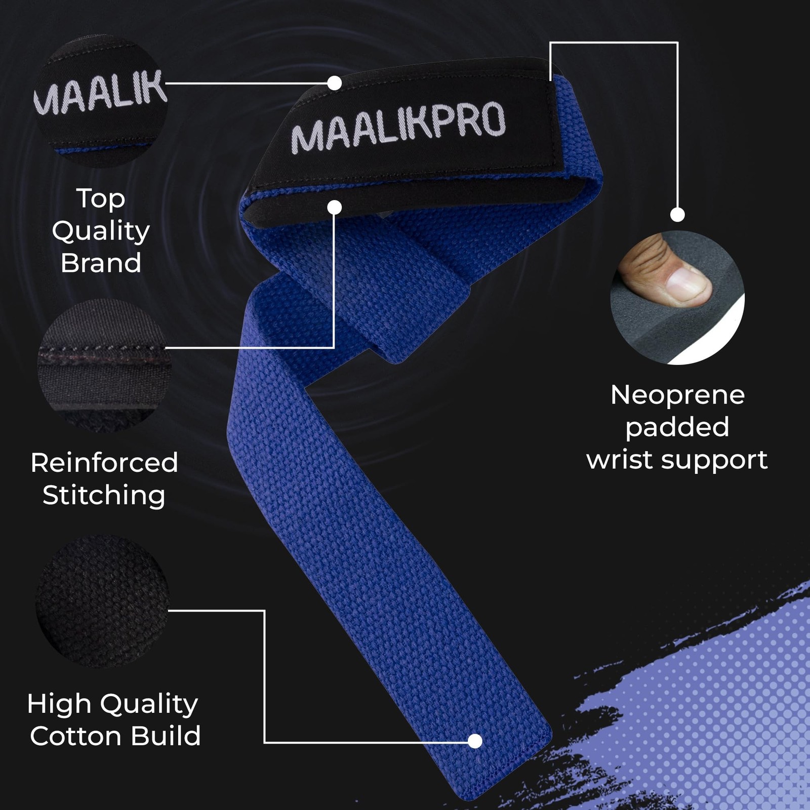 Weight Lifting Straps | Wrist Lifting Strap Dark Blue