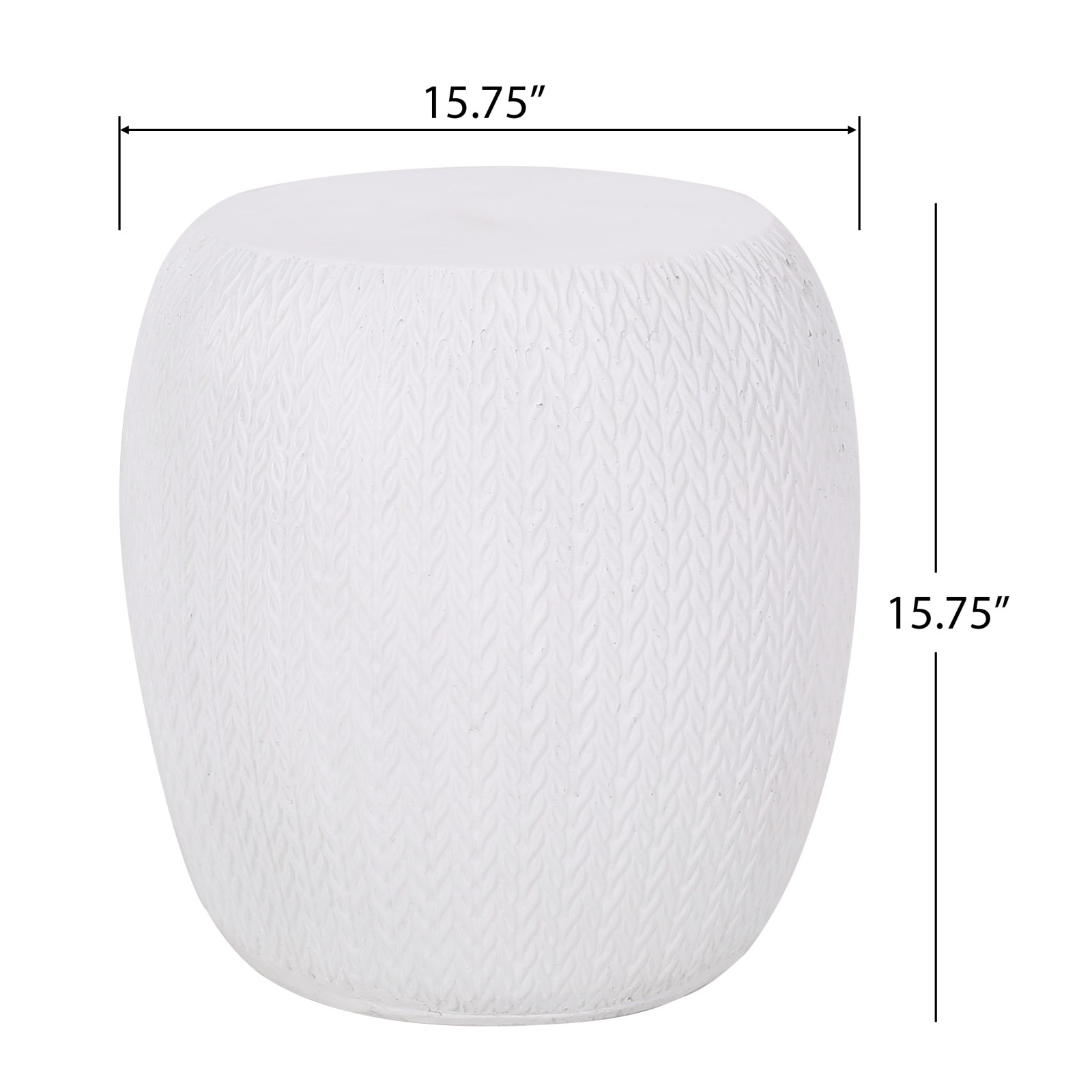 Outdoor Concrete Side Table Antique White 15.75" Square End Table