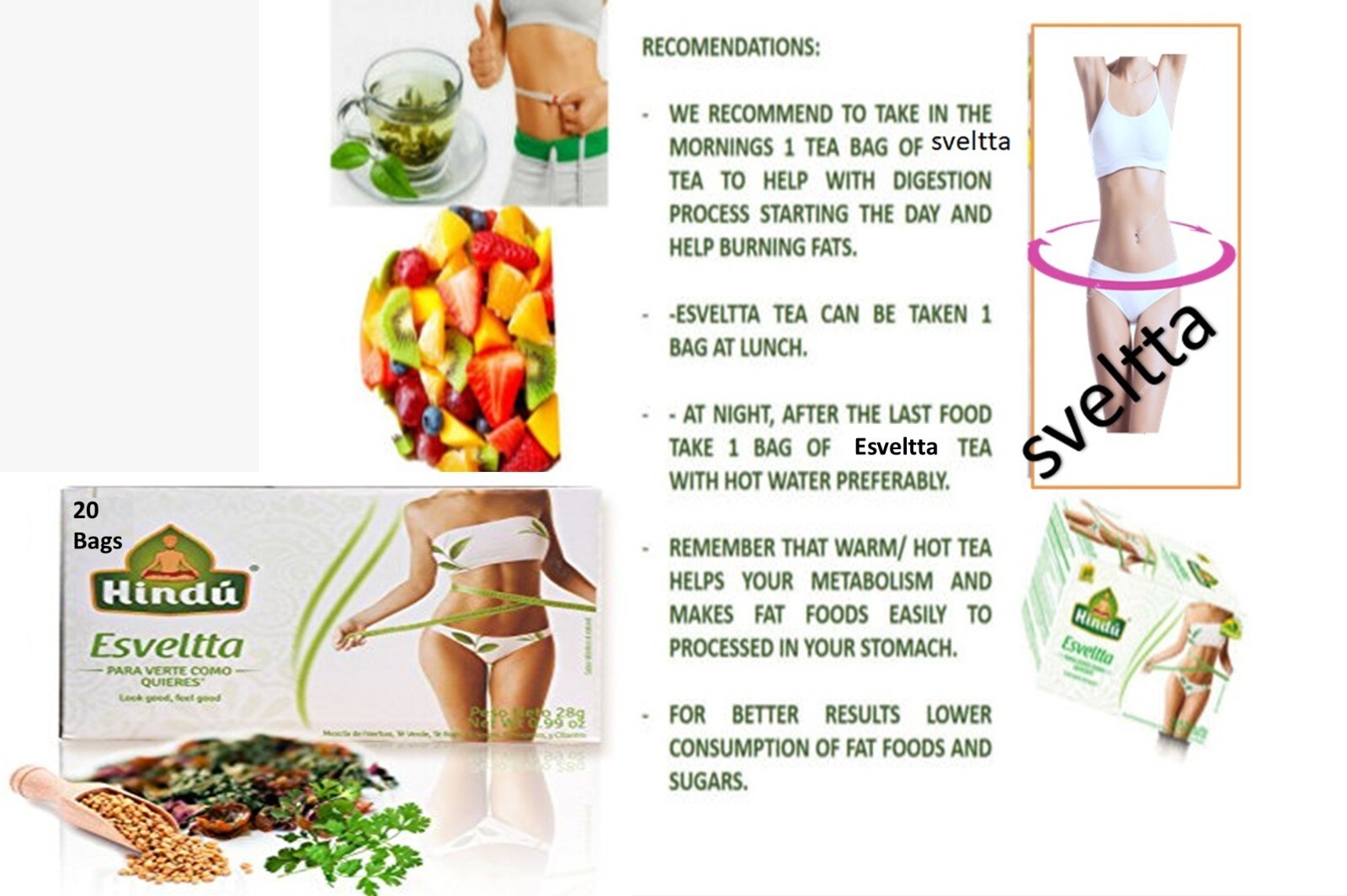 Sveltta Tea fat burner tea & capsules support diet Appetite Suppressant Support