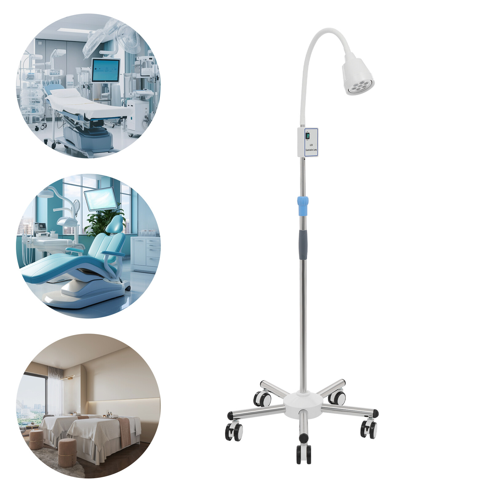 7*3W Adjustable Height LED Examination Light Floor Standing Examination Lamp 360