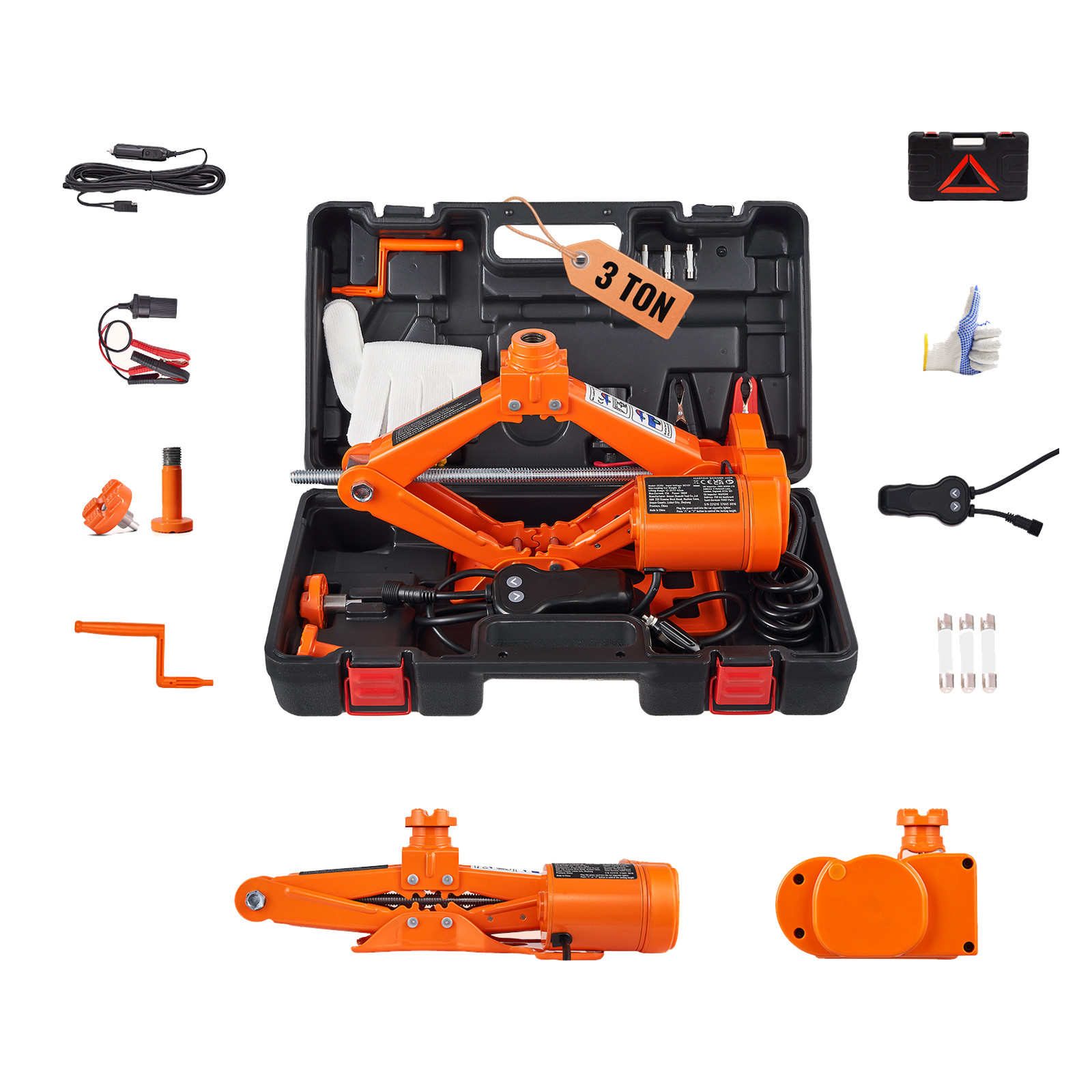 Electric Car Scissor Jack Floor Jack 3 Ton 12V Lift Jack Kit Car Repair Tool
