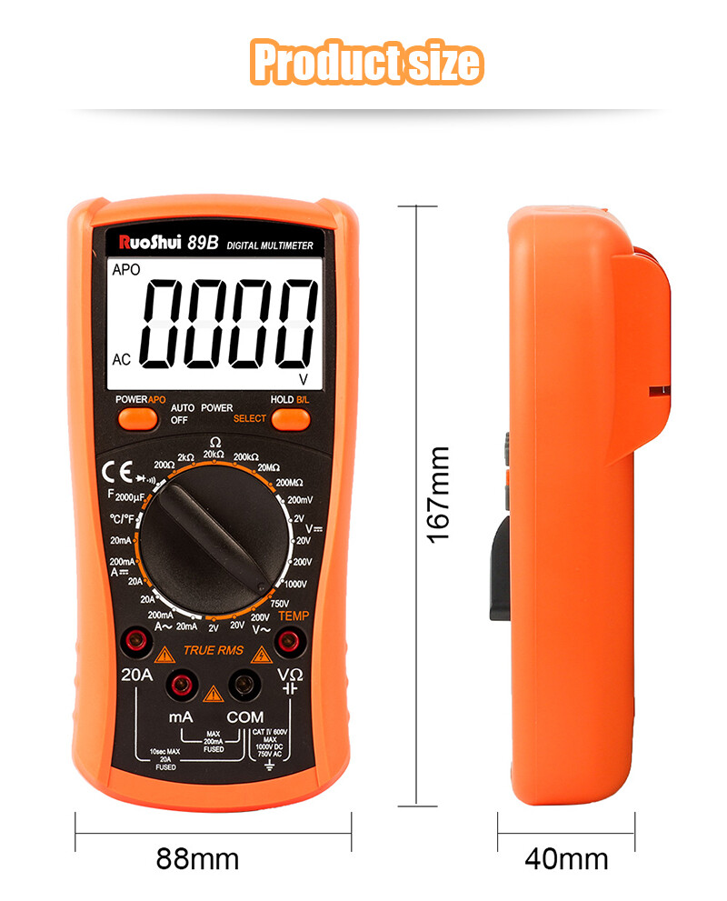 Digital Multimeter Voltmeter Ammeter Ohmmeter Volt AC DC Tester Leads Meter