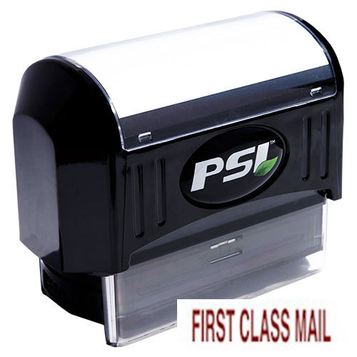 FIRST CLASS MAIL Pre-Inked PSI Rubber Stamp (RED)