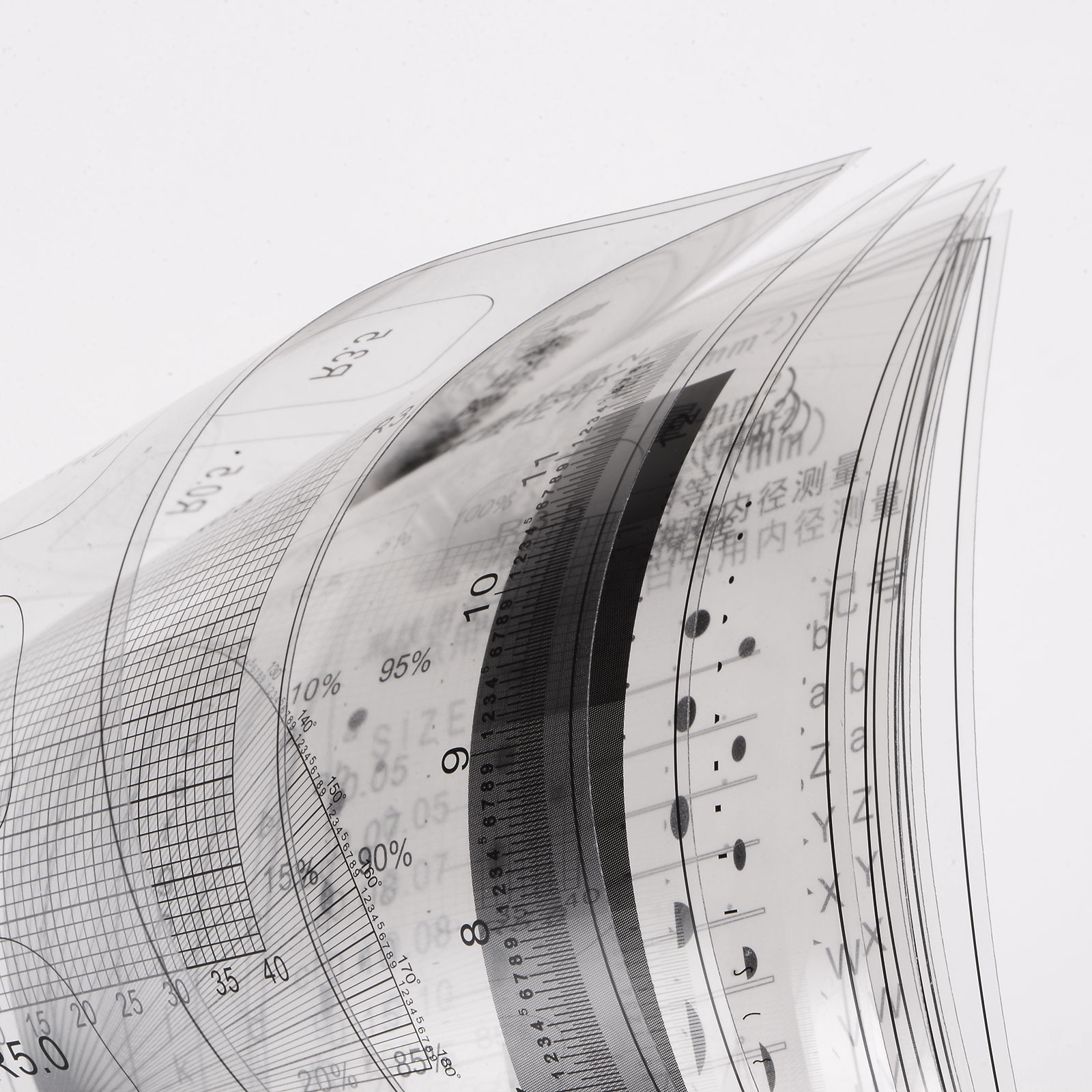 Transparency SEC Size Estimation Chart Diameter Area Line Protractor Gray Scale