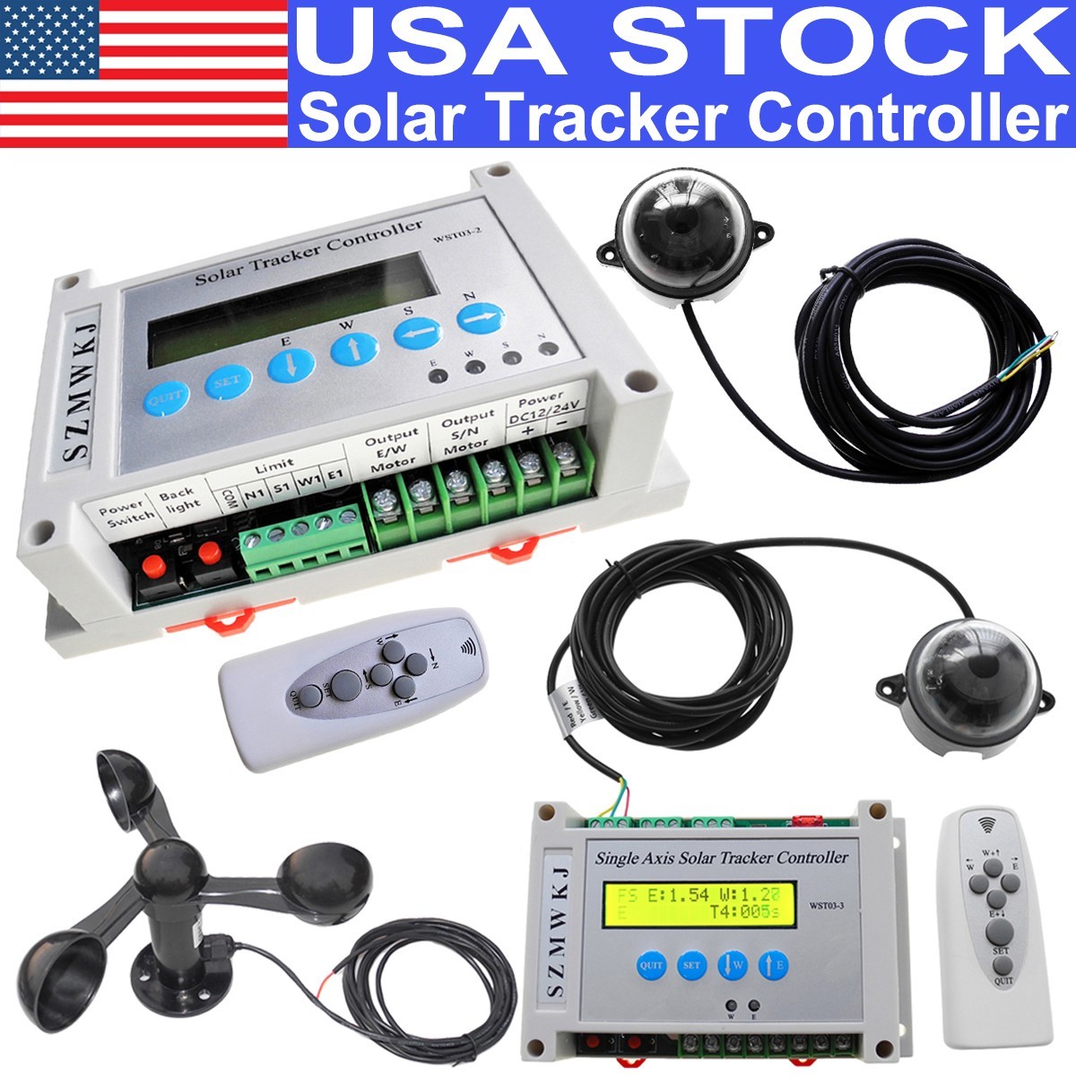 Electronic Solar Tracker Controller W/ Wind Sensor DIY Solar Panel Tracking Kits