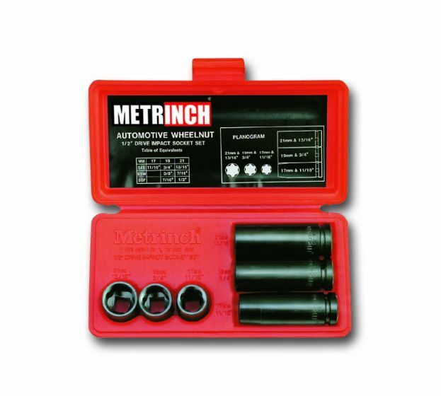 METRINCH MET-2460 Impact Socket Set Wheel Wrench 1/2" 11/16 , 3/4 , 13/16