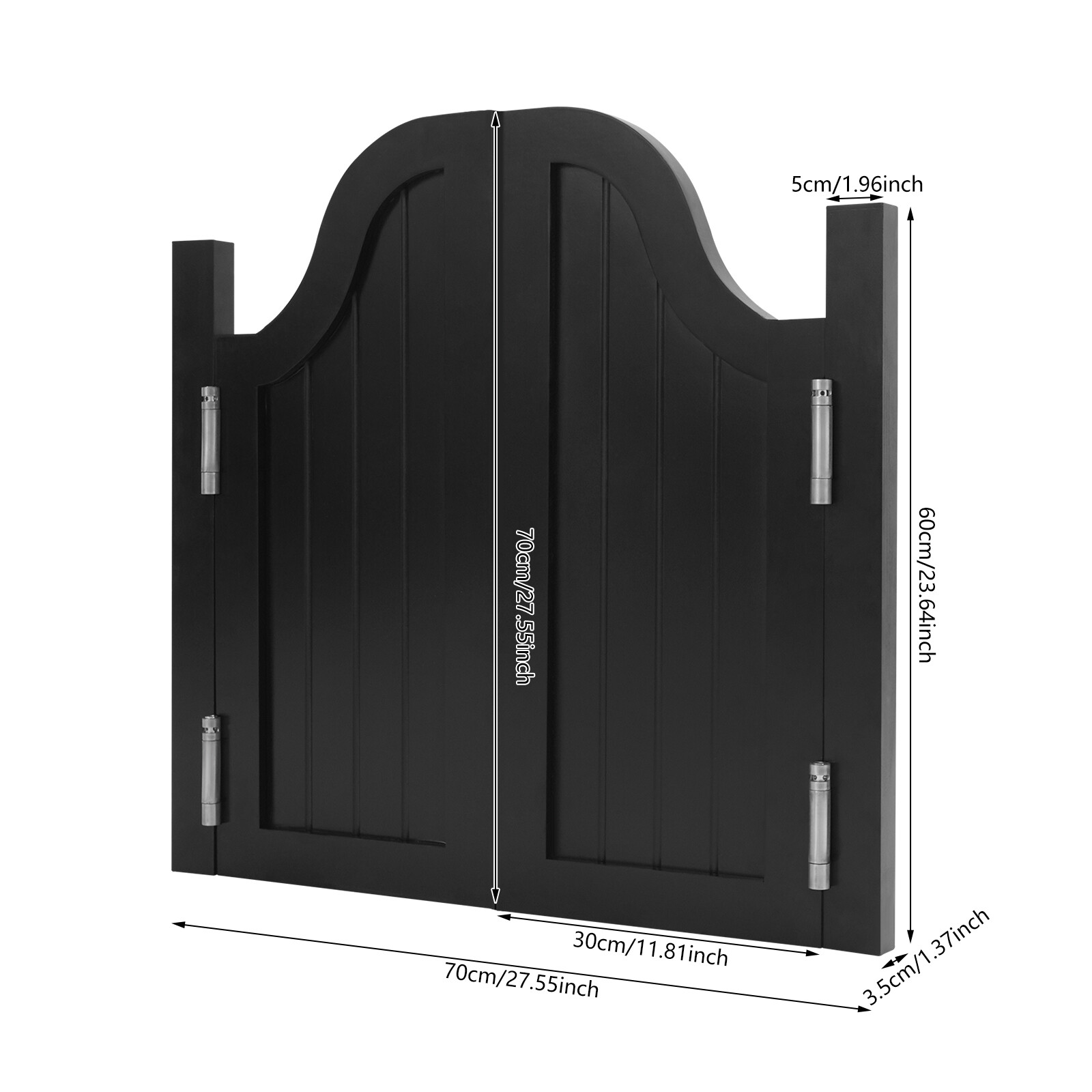 Modern Swing Solid Wood Door Vertical Stripe Partition Door 70x70cm Black
