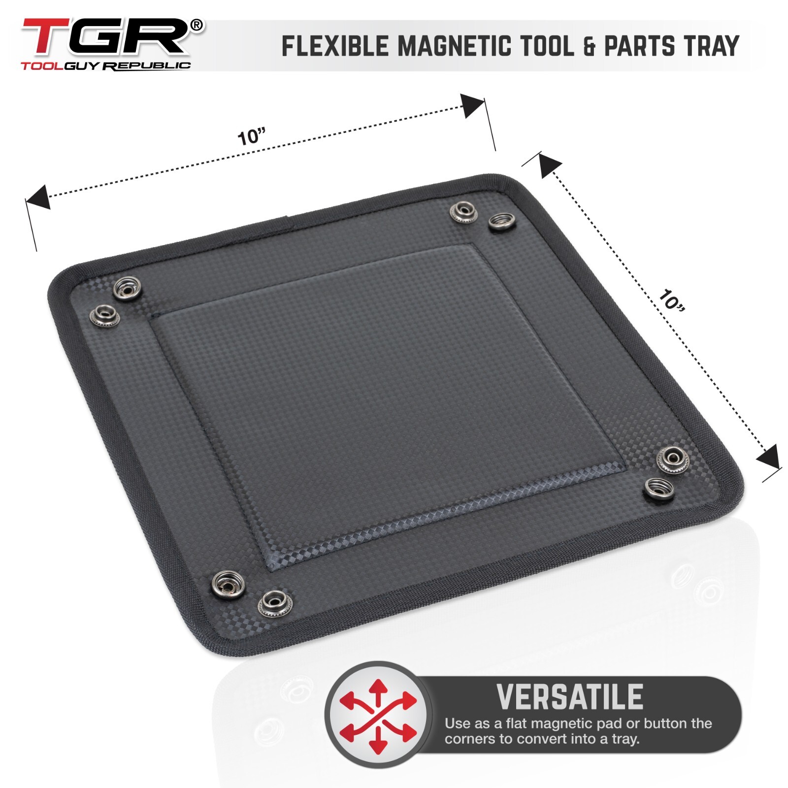 TGR Premium Flexible Magnetic Tool & Parts Tray Organizer 10”x10”