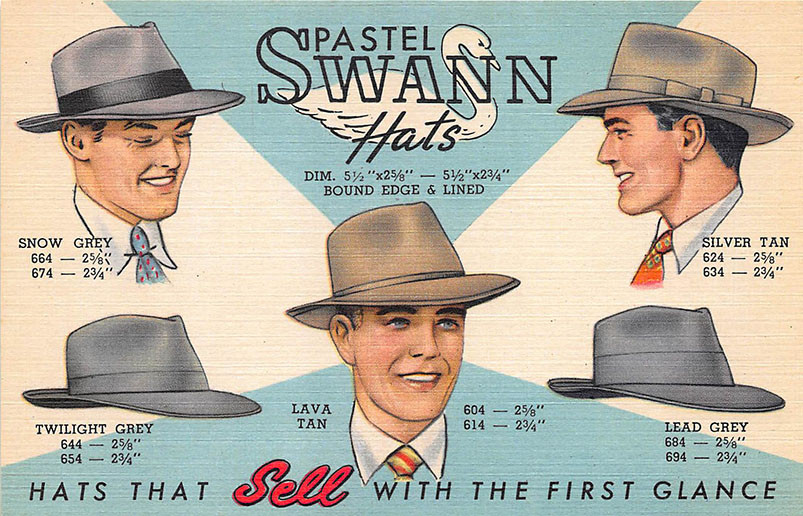 Louisville KY Pastel Swan-Abram Hat Co. Curt Teich Linen Postcard