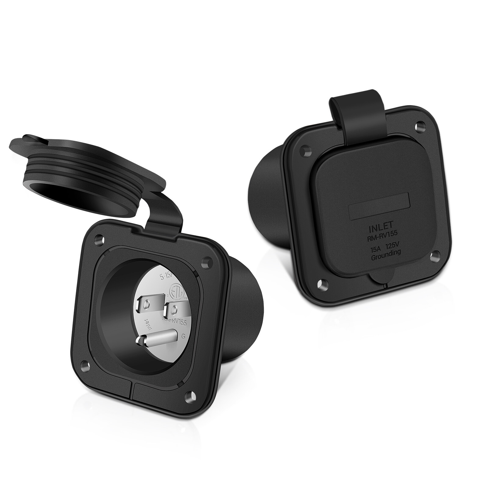15A 125V Shore Power Inlet Port Plug Outlet NEMA 5-15P Male Receptacle RV Boat