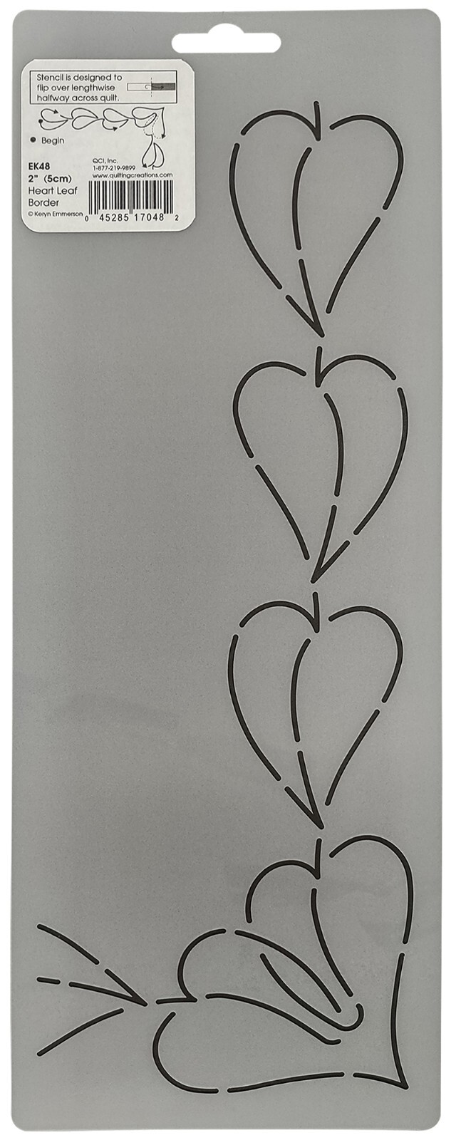 Quilting Stencil Ivy Leaf Heart Border 2" Leafy Quilt Pattern Quilters Template