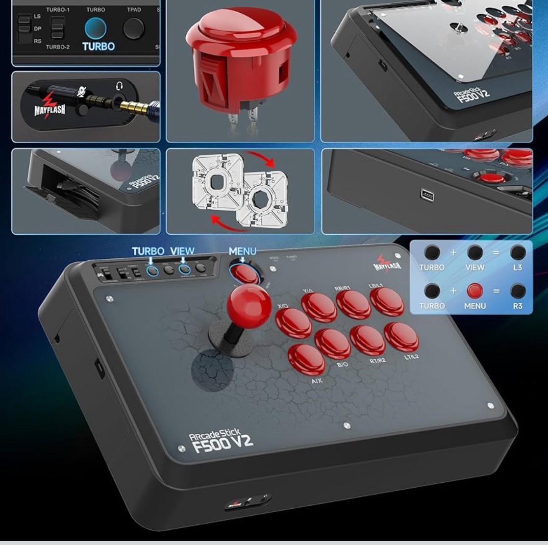 Mayflash F500 V2 Universal Arcade Stick For PS4 Xbox One/360 Android