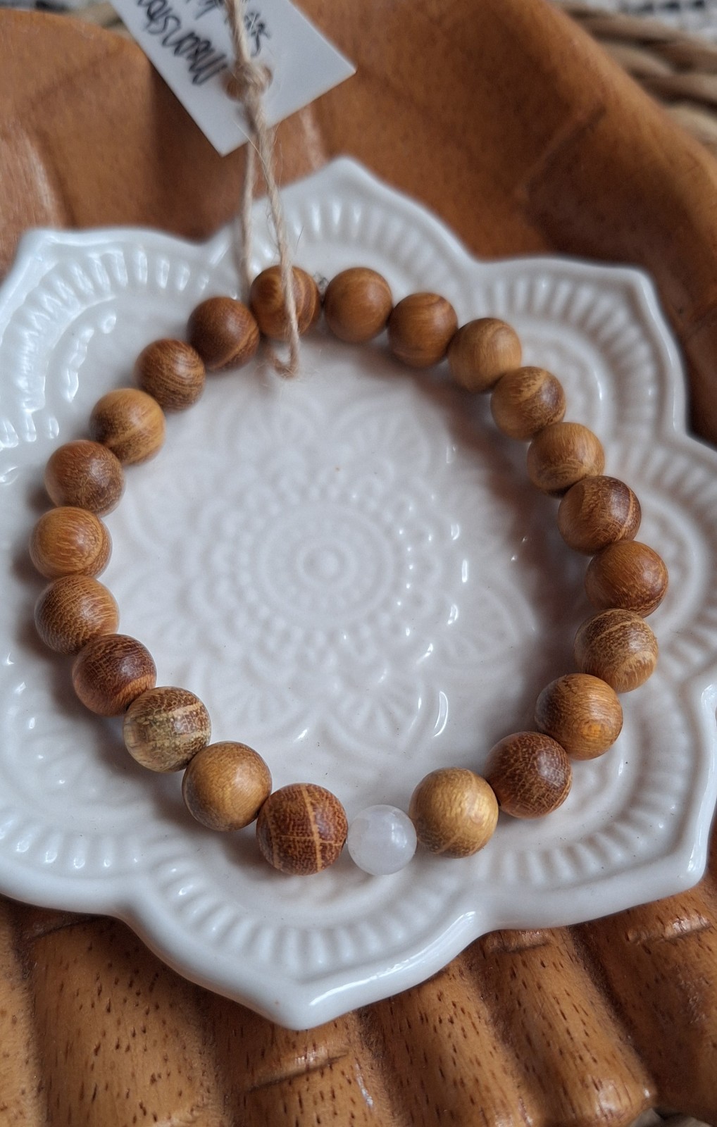 moonstone + sandalwood bracelet