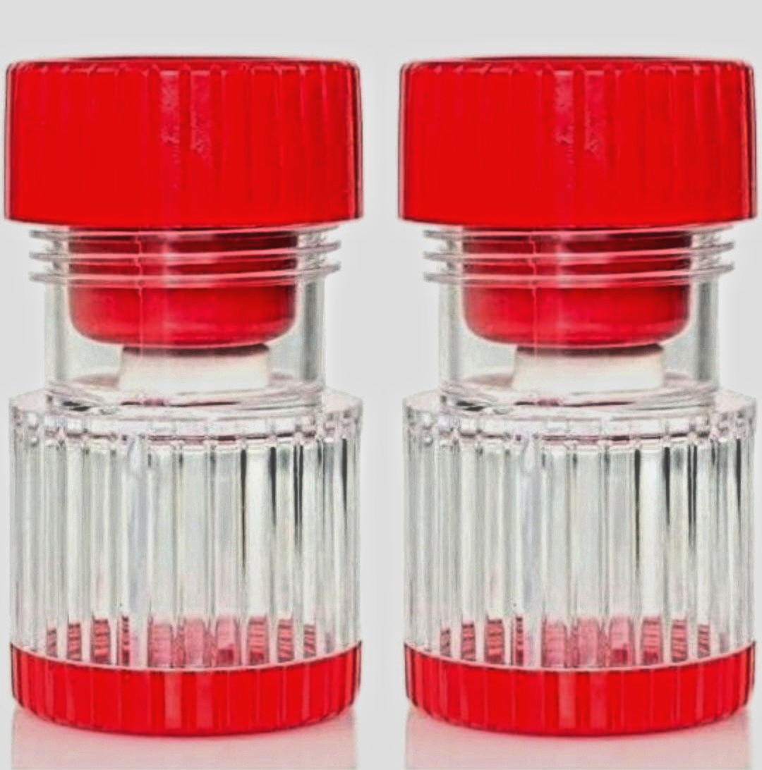 2‑Pack Pill Crusher Grinder – Easy Twist Tablet Crusher w/ Storage – Red