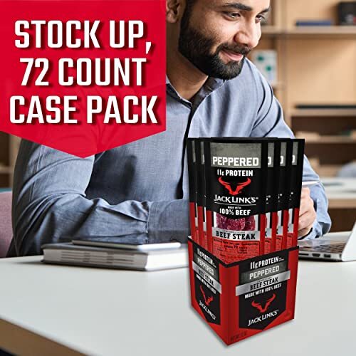 Jack Links Premium Cuts Beef Steak, Peppered, Strips, Bulk 1 Ounce (Pack of 72)