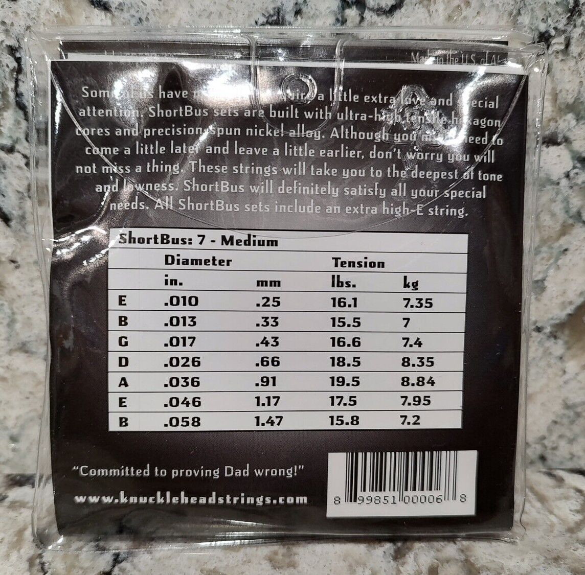 2 packs KNUCKLEHEAD 7 STRING ELECTRIC GUITAR STRINGS 10-58 MEDIUM