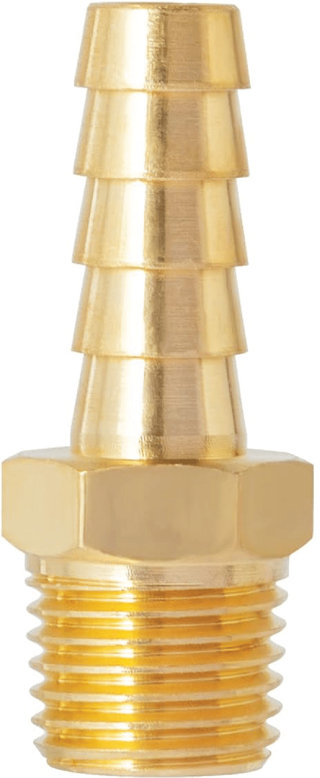 Brass Hose Barb Fitting, 5/16" Hose ID to 1/4" Male NPT, Straight Connector for