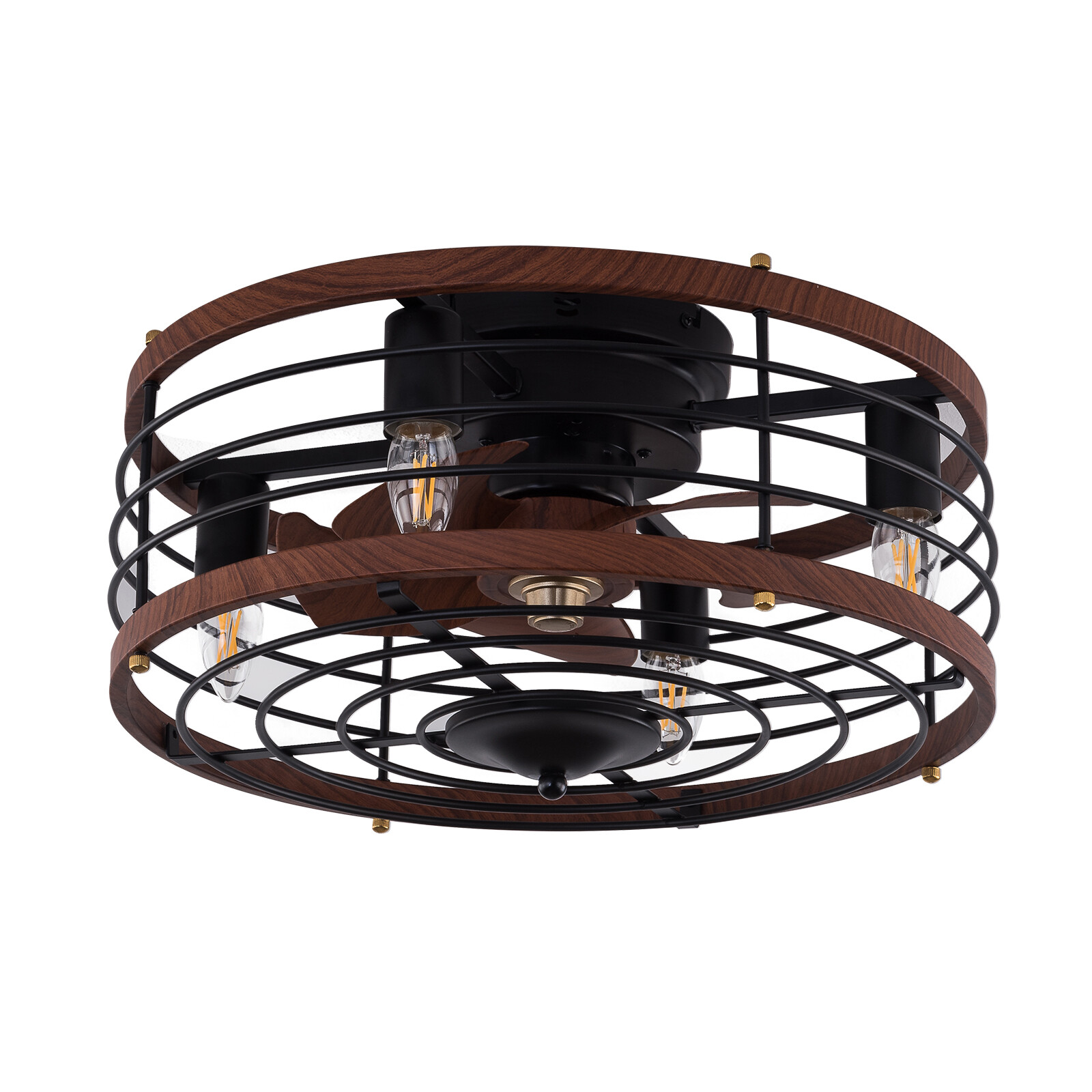 6-Gears Ceiling Fan Light E26 Ceiling Light Round Caged Ceiling Fan W/ Light 40W