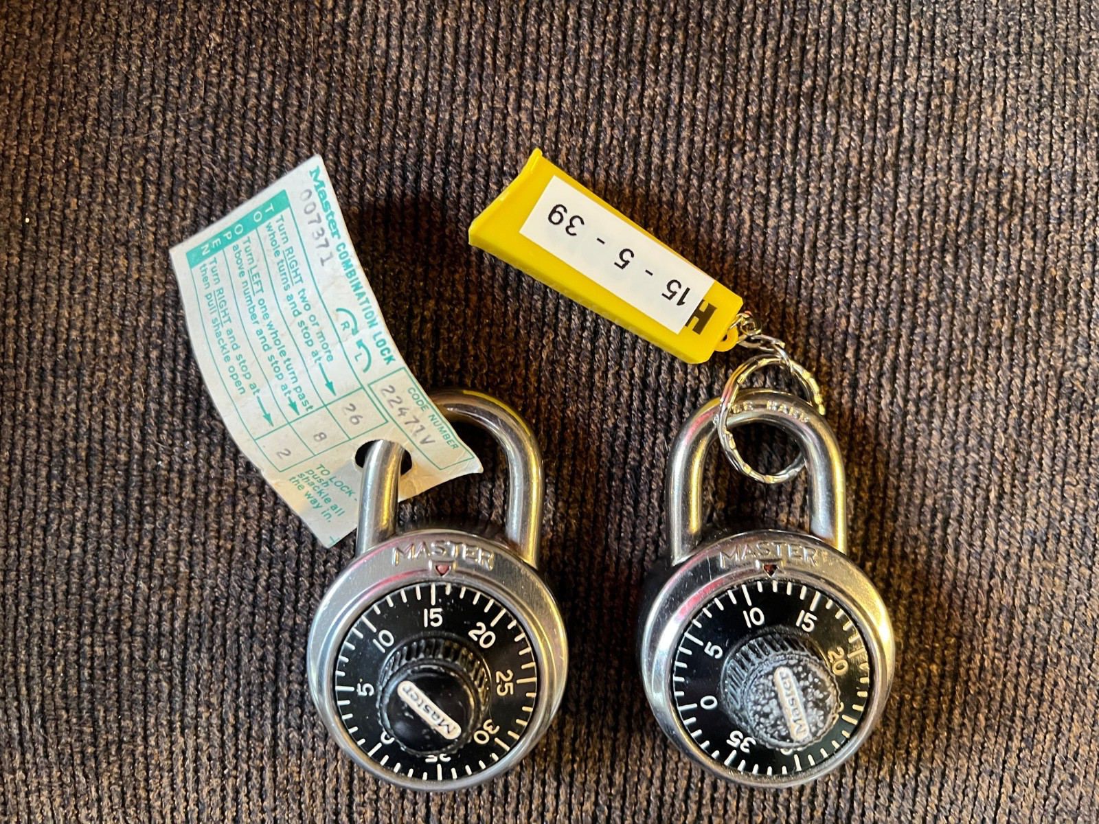 2 - Master Lock Combination Padlocks 1500 V70  - VINTAGE - Made in U.S.A.