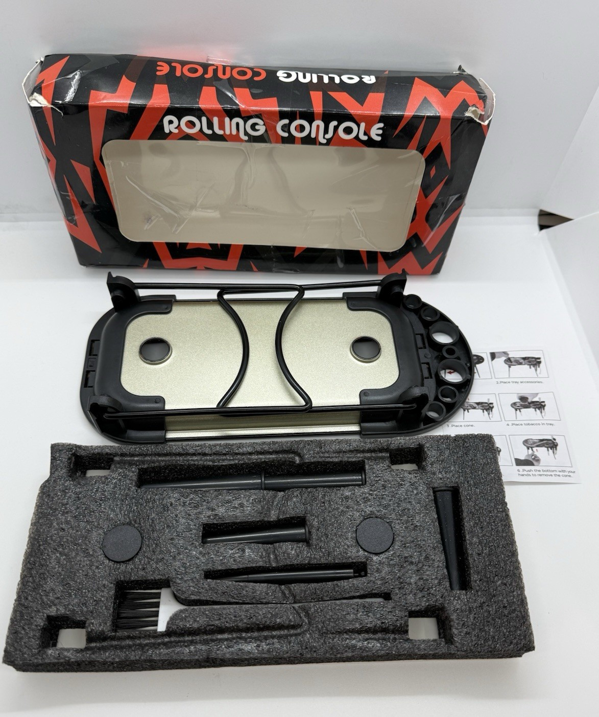 Tinplate Rolling Tray Cone Loader Set, Metal Foldable Stand Rolling Tray Console
