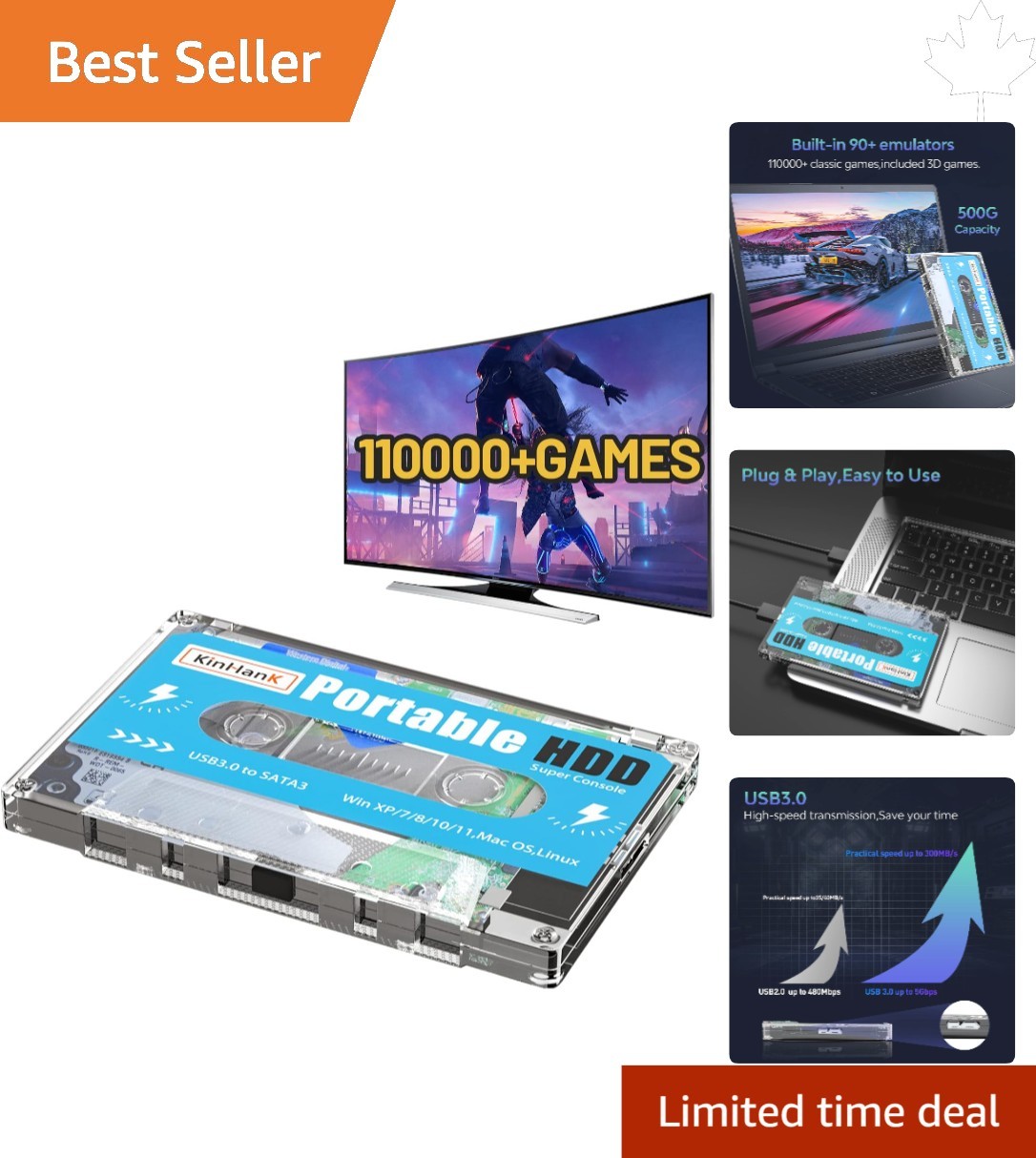 Ultra-Fast 500GB HDD Game Drive with Plug & Play & 6G/s Speed – Gaming Redefined