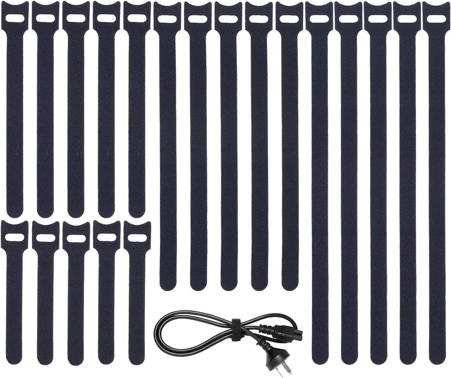 BALABALA 200 PCS Reusable Fastening Cable Ties 4+6+8+10 Black (4+6+8+10 Inch)