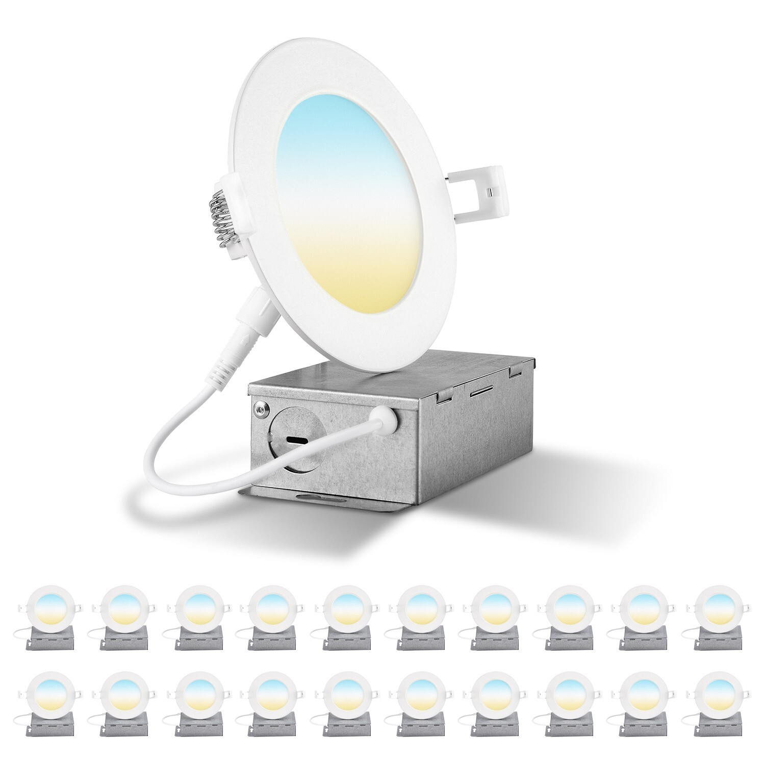 30 Pack 6 Inch 12W 3CCT LED Recessed Ceiling Light W/Junction Box Dimmable