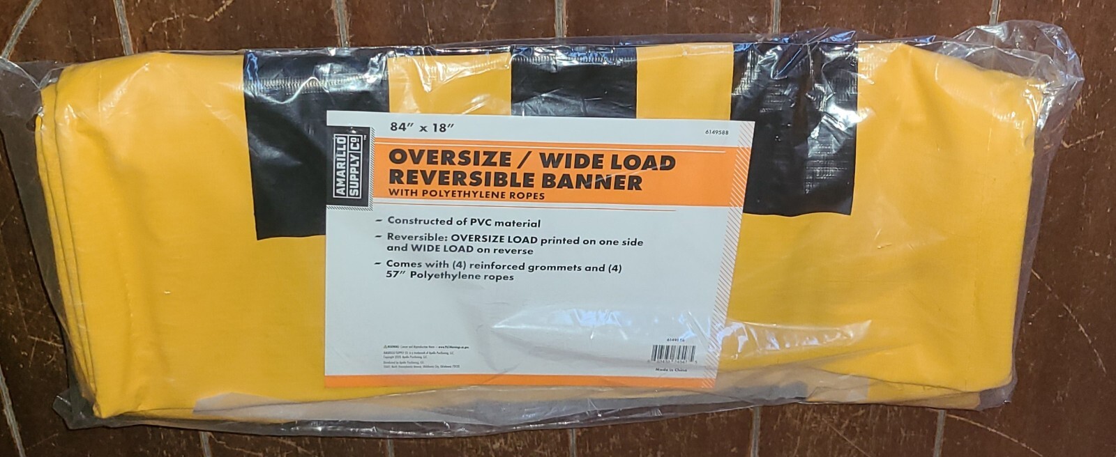 18" x 84" Over Size and Wide Load Reversible Banner w/Ropes #6149588