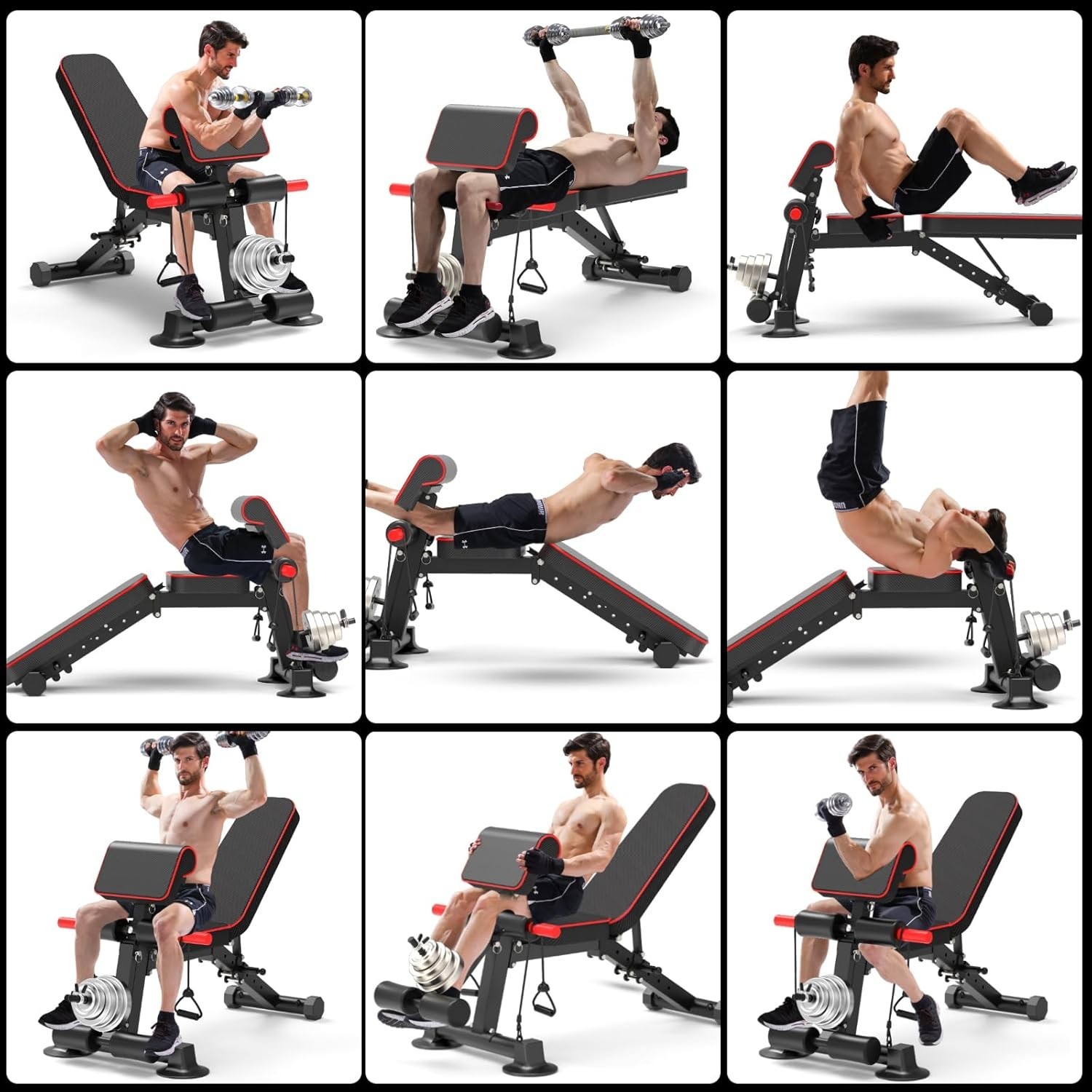 Adjustable Weight Bench,Utility Workout Bench Foldable Incline Decline Benche...