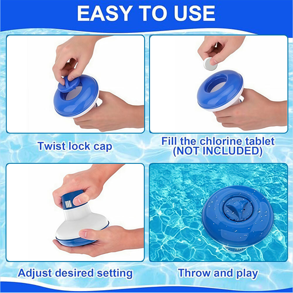 Pool Chlorine Tablet Dispenser Corrosion-Proof,Multi-Vent Control,Fits 1.5" Tab