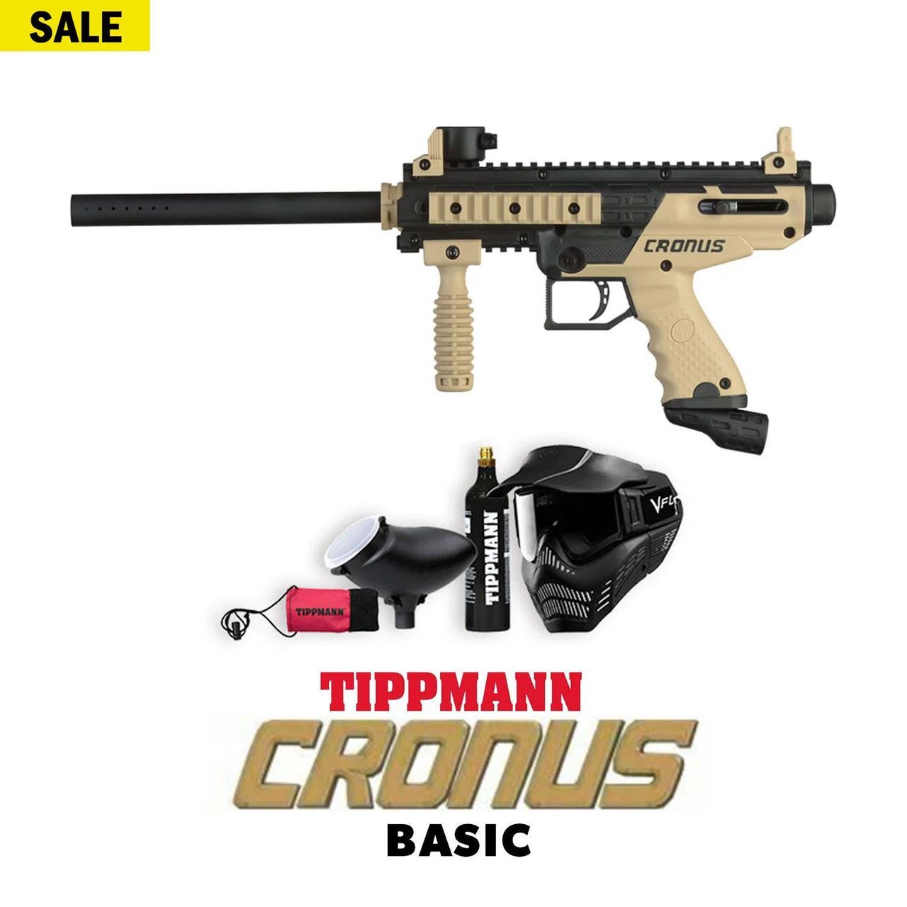 Tippmann Cronus Basic Black Friday Package - Gun, Upgraded Mask, Hopper & CO2 Ta