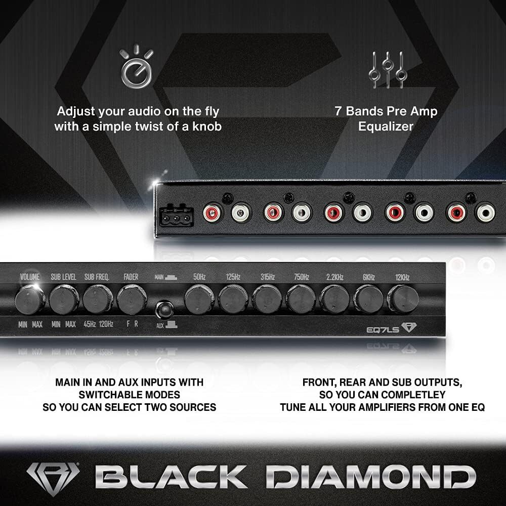 Black Diamond 7-Band Stereo Equalizer/Crossover Pre Amp Equalizer - EQ7LS