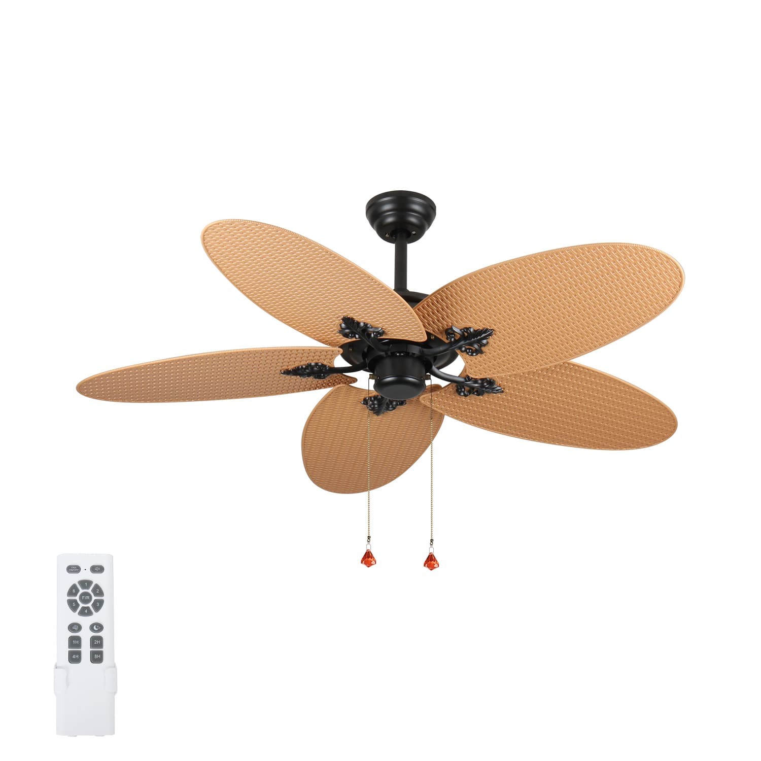 Palm Island 52"Tropical Ceiling Fan 5 Palm Leaf Blades Indoor Outdoor Pull Chain