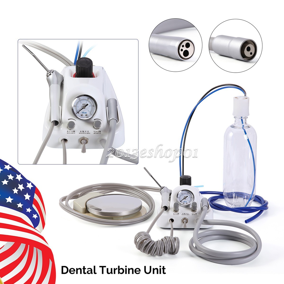 Turbina dental portátil con compresor de aire de 2/4 agujeros 3 Way Syringe
