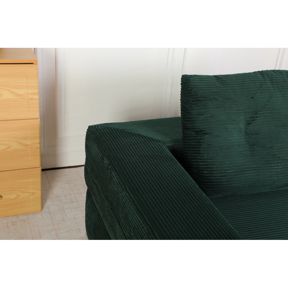 Corduroy Floor Sofa Bed w/ Pillow for Adults & Pets, Dark Green