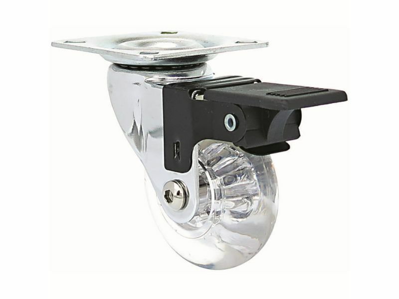 Shepherd Hardware Designer Caster 6279  2-Inch Clear Jewel w/ Brakes