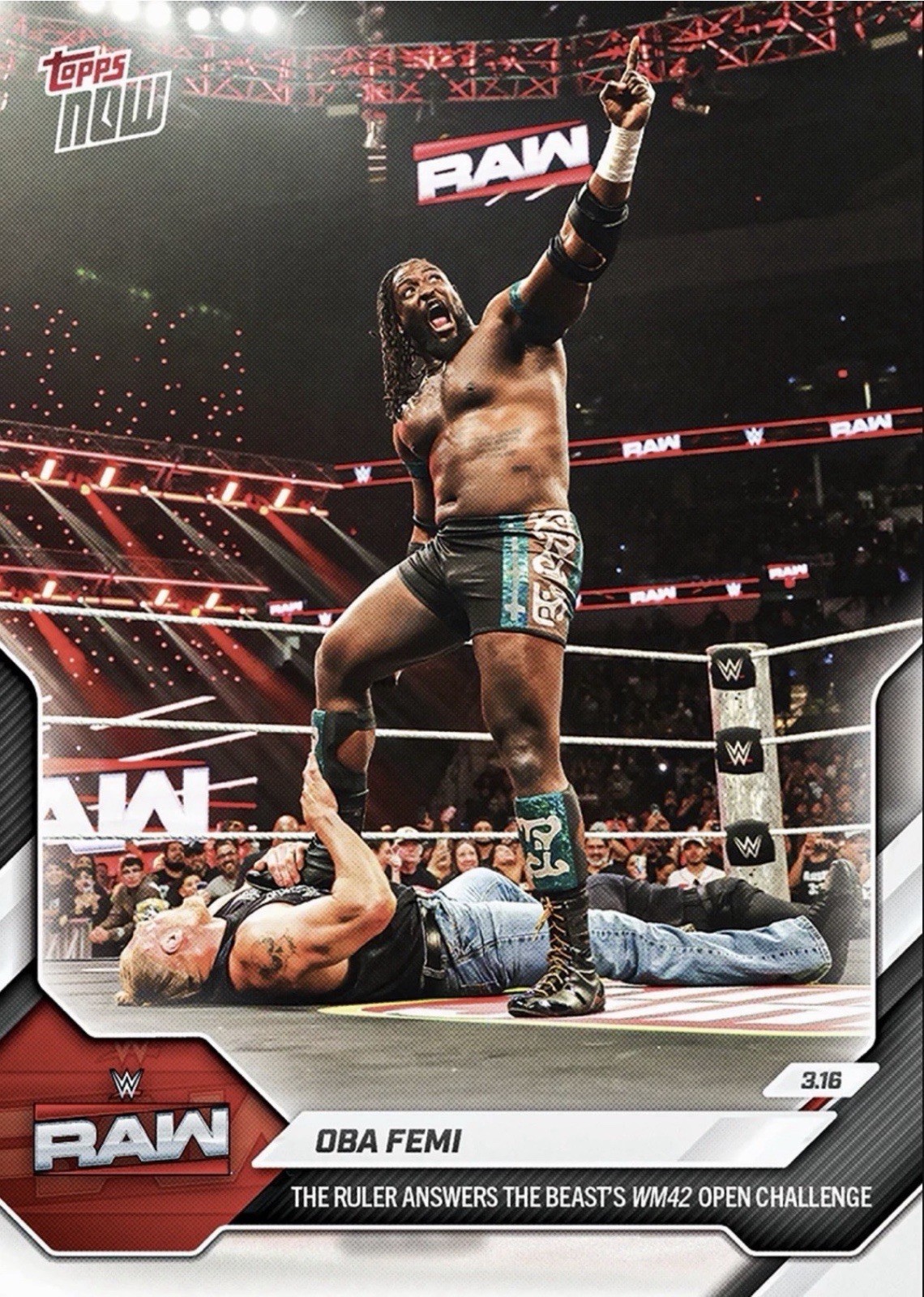 2026 Topps Now WWE #31 Oba Femi Brock Lesnar RAW PRESALE