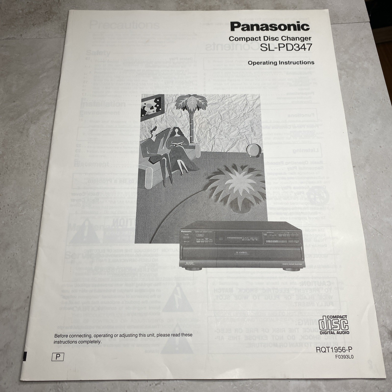 *Owners Manual Instructions Only* For Panasonic SL-PD347 Compact Disc Changer
