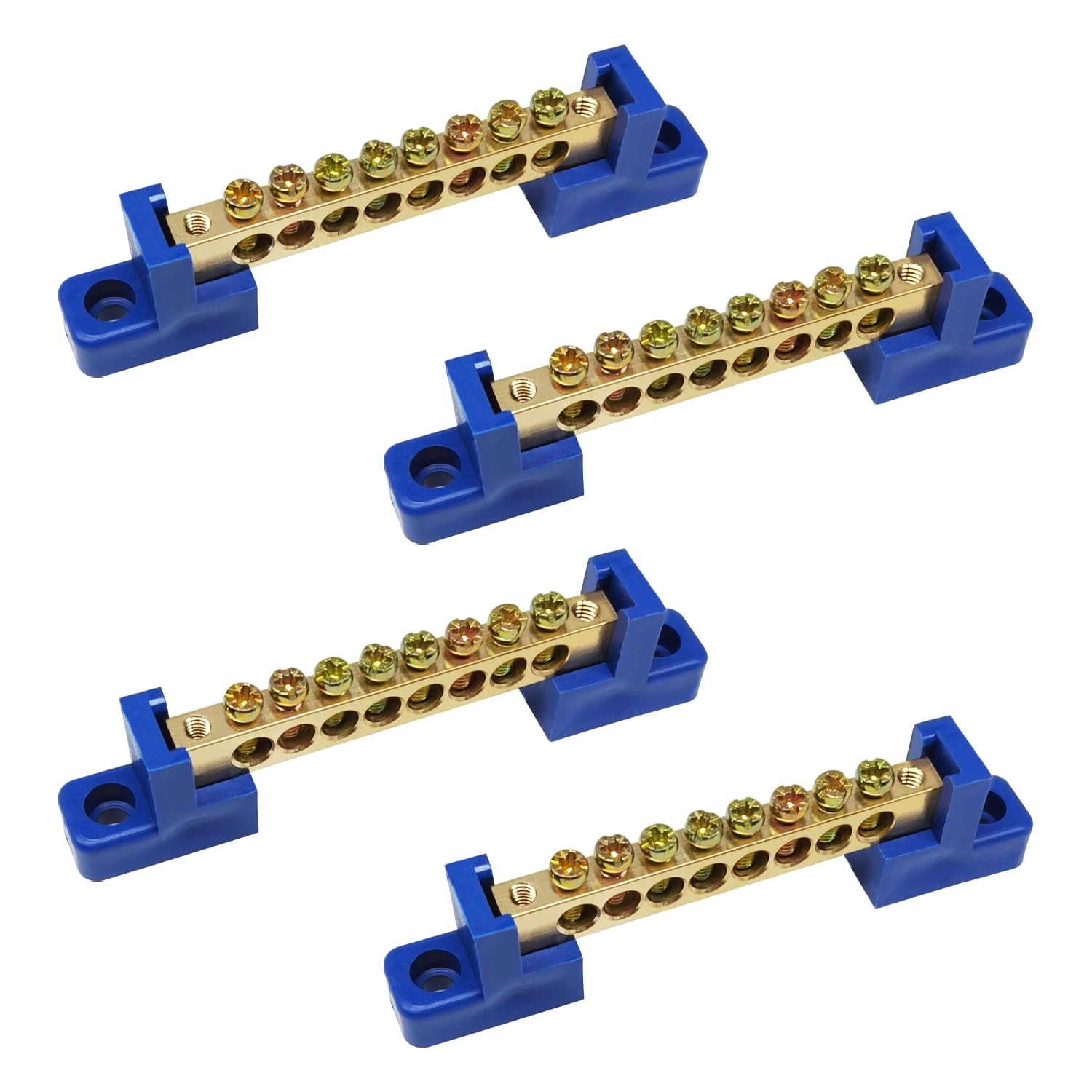 4 PCS Ground Bus Bar 8 Positions Grounding Terminal Block Brass Wire OLA002-8K