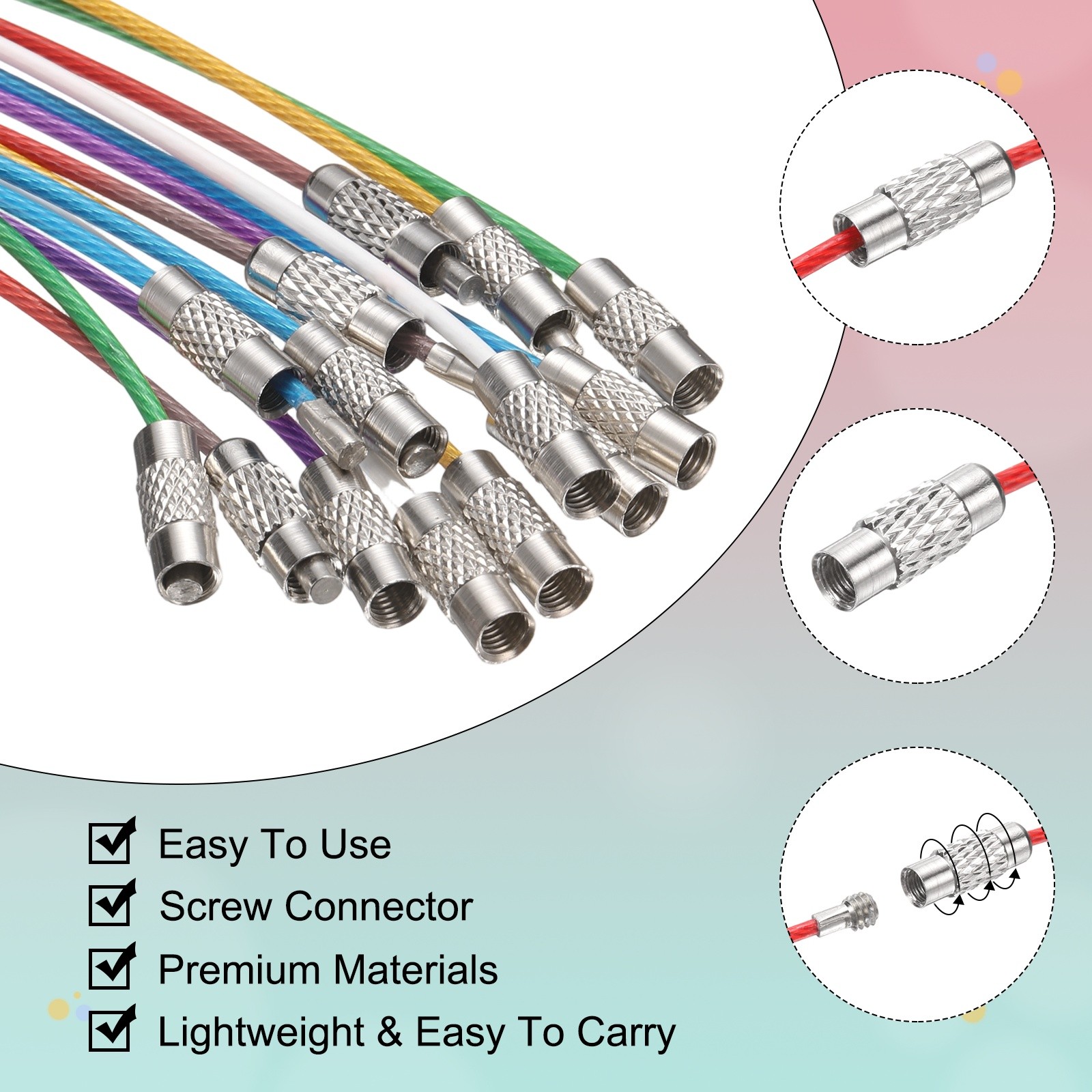 12pcs Keychain Loop, 3.15 Inch Stainless Steel Wire Keychain Cable, Red