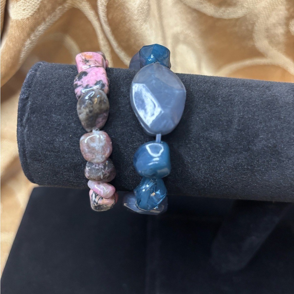 Chic Blue and Pink Gemstone Bracelet