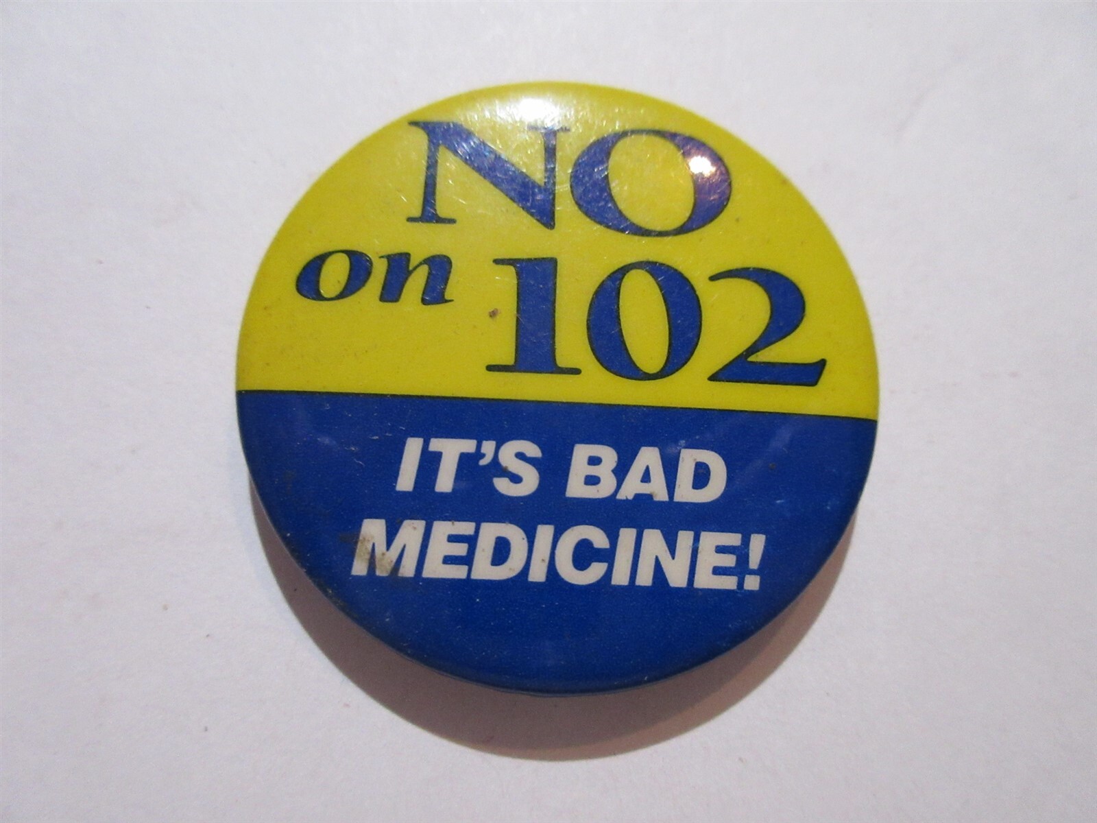 vintage VOTE no ON 102 Political Button 1.75"
